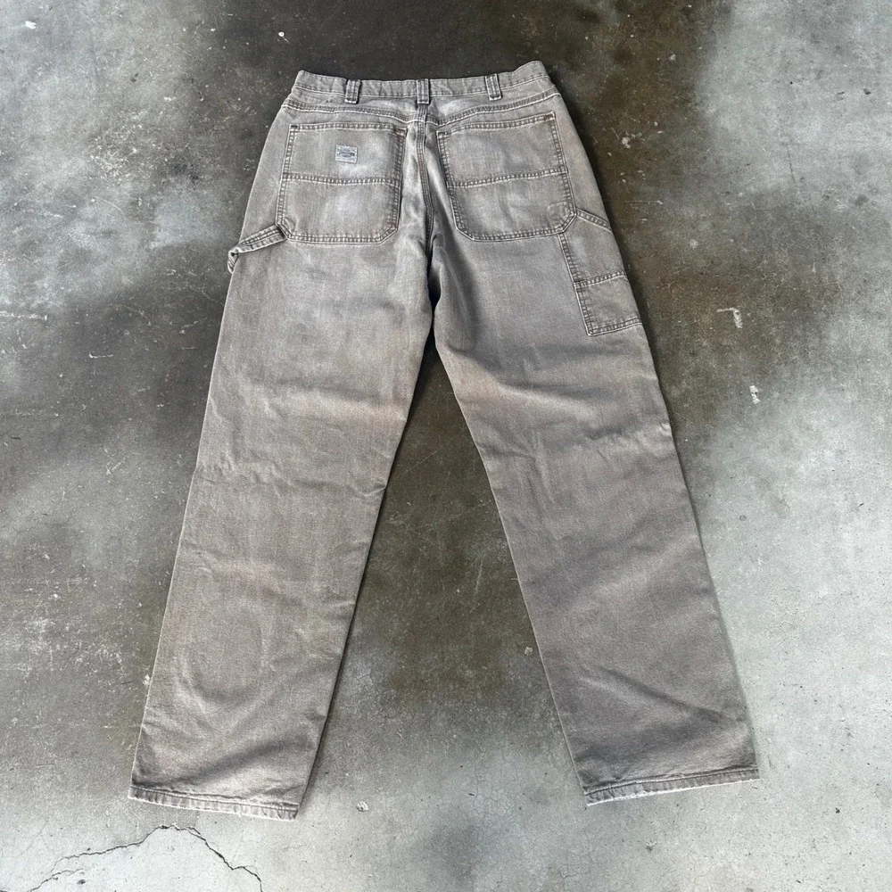 Lee Dungarees Carpenter Pants Mens 36x34 Brown Good Vintage Duck Canvas Trousers